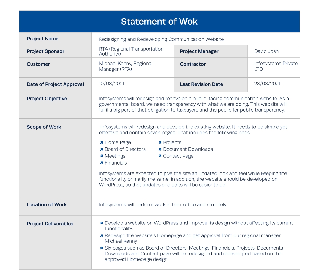 statement of work sample statement of work sample