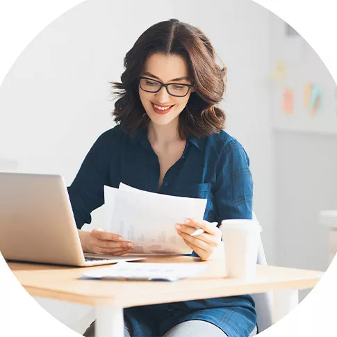 Businesswoman reading a paperwork