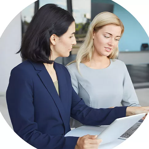 two business women are discussing their project